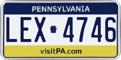 PA license plate LEX4746