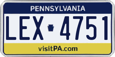 PA license plate LEX4751