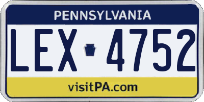 PA license plate LEX4752