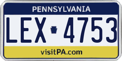 PA license plate LEX4753