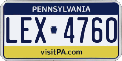PA license plate LEX4760