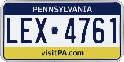 PA license plate LEX4761