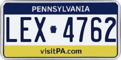 PA license plate LEX4762