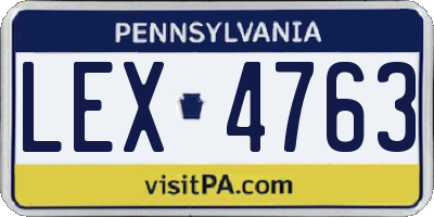 PA license plate LEX4763