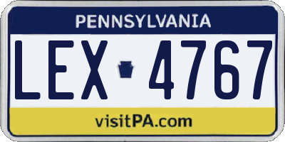 PA license plate LEX4767