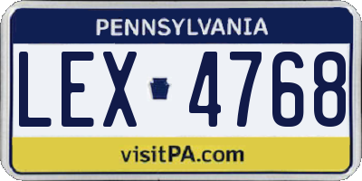 PA license plate LEX4768