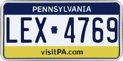 PA license plate LEX4769