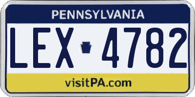 PA license plate LEX4782
