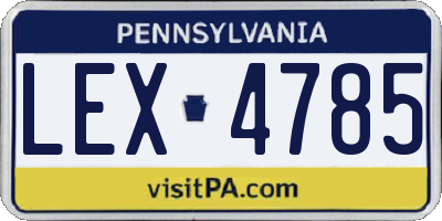 PA license plate LEX4785