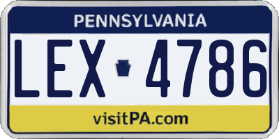 PA license plate LEX4786