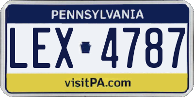 PA license plate LEX4787