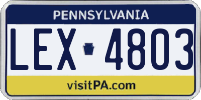 PA license plate LEX4803
