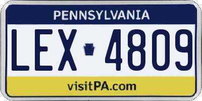 PA license plate LEX4809
