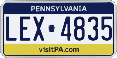 PA license plate LEX4835