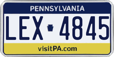 PA license plate LEX4845
