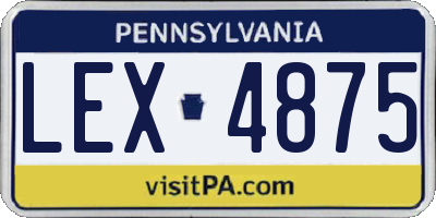 PA license plate LEX4875