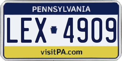 PA license plate LEX4909