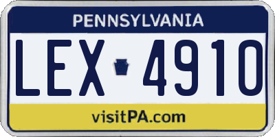 PA license plate LEX4910