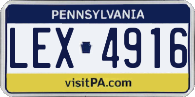 PA license plate LEX4916