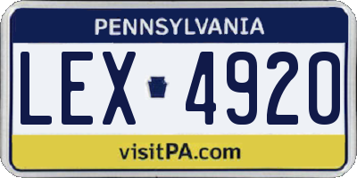 PA license plate LEX4920