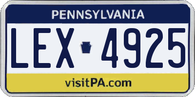 PA license plate LEX4925