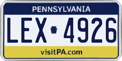 PA license plate LEX4926