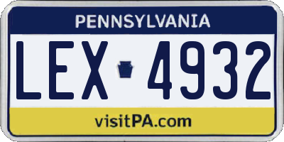 PA license plate LEX4932