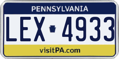 PA license plate LEX4933