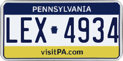 PA license plate LEX4934