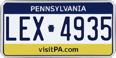 PA license plate LEX4935