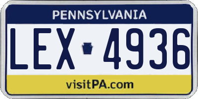 PA license plate LEX4936