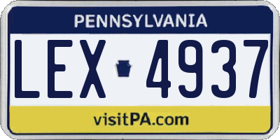 PA license plate LEX4937