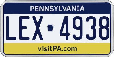 PA license plate LEX4938