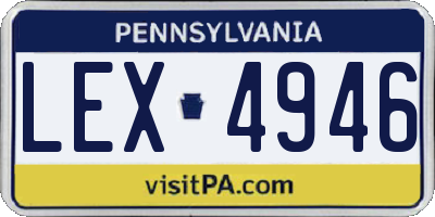 PA license plate LEX4946