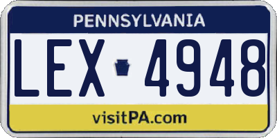 PA license plate LEX4948