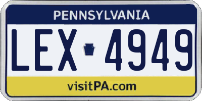 PA license plate LEX4949