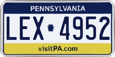 PA license plate LEX4952