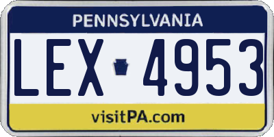 PA license plate LEX4953