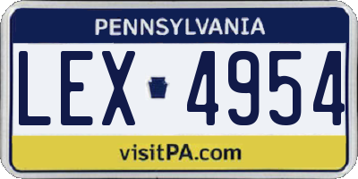 PA license plate LEX4954