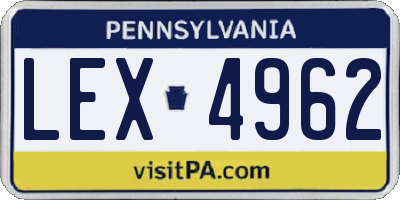 PA license plate LEX4962