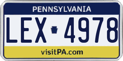 PA license plate LEX4978