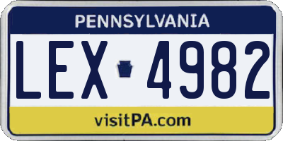 PA license plate LEX4982