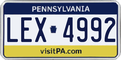 PA license plate LEX4992
