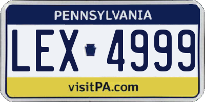 PA license plate LEX4999
