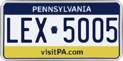 PA license plate LEX5005