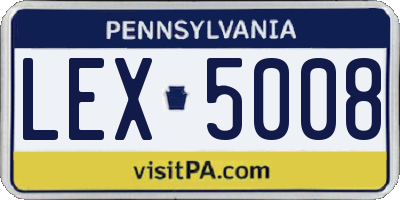 PA license plate LEX5008