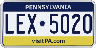 PA license plate LEX5020