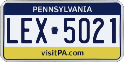 PA license plate LEX5021