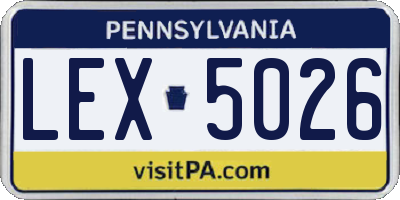 PA license plate LEX5026