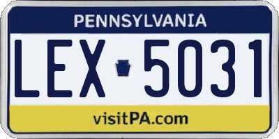 PA license plate LEX5031